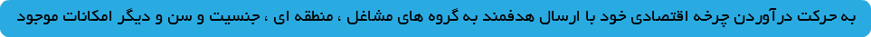 به حرکت درآوردن چرخه اقتصادی خود با ارسال هدفمند به گروه های مشاغل ، منطقه ای ، جنسیت و سن و دیگر امکانات موجود